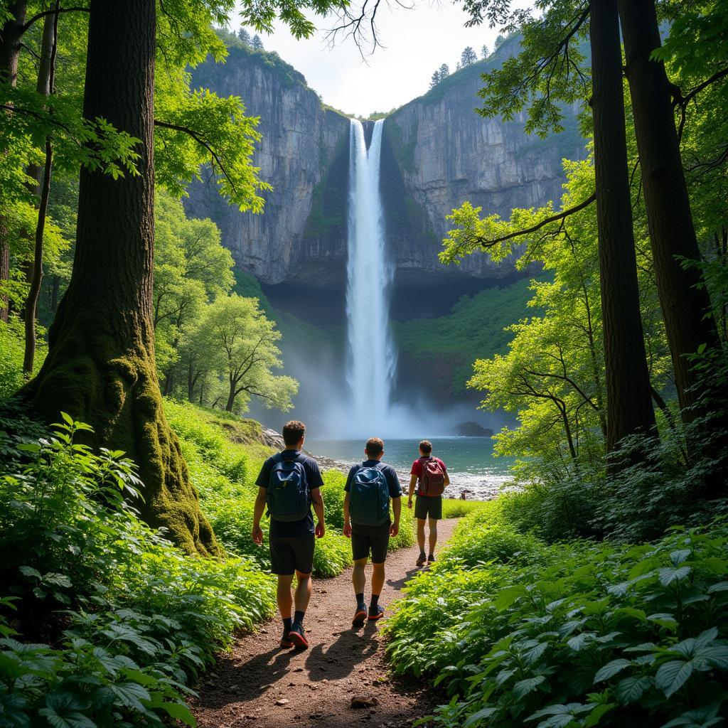 Trekking to a waterfall in Wayanad