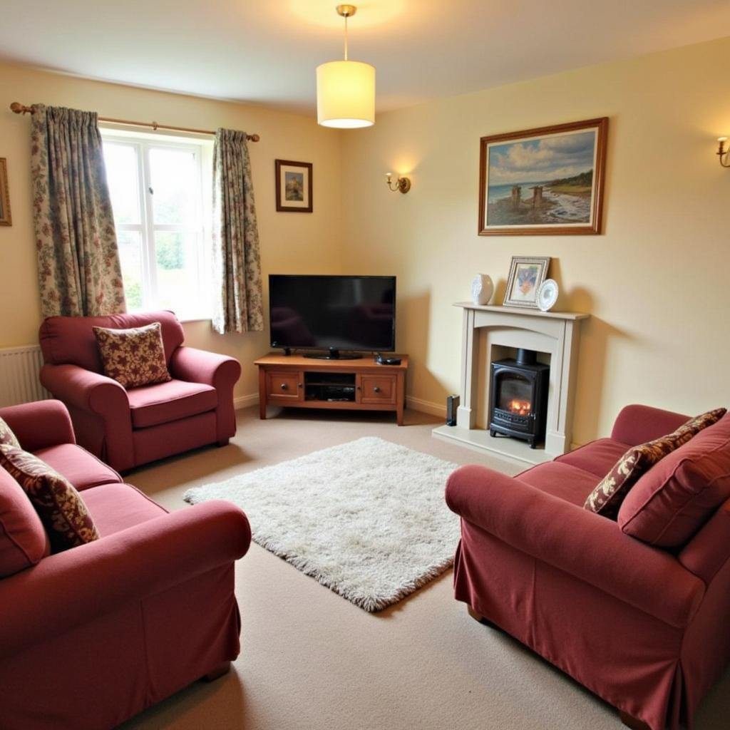 Cozy living room in a Welsh homestay