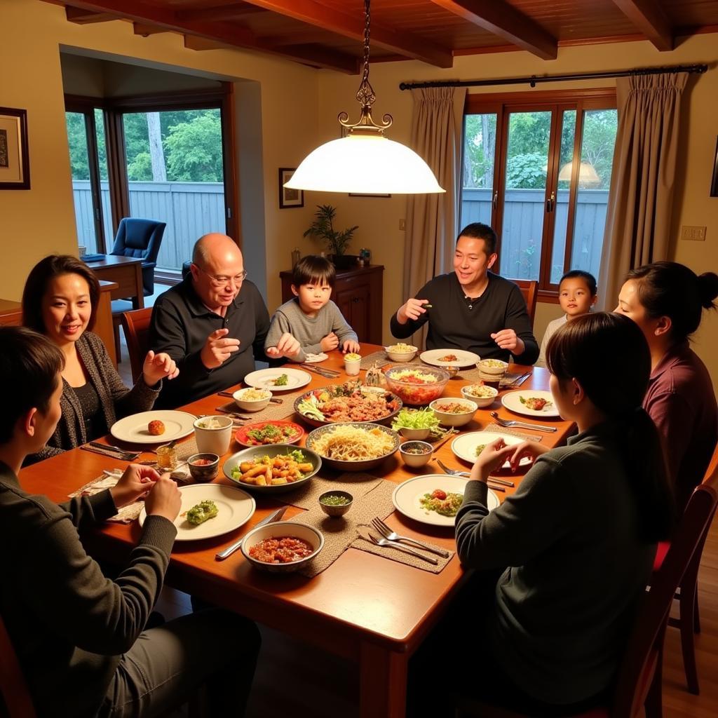 Family dinner at a Yilan homestay