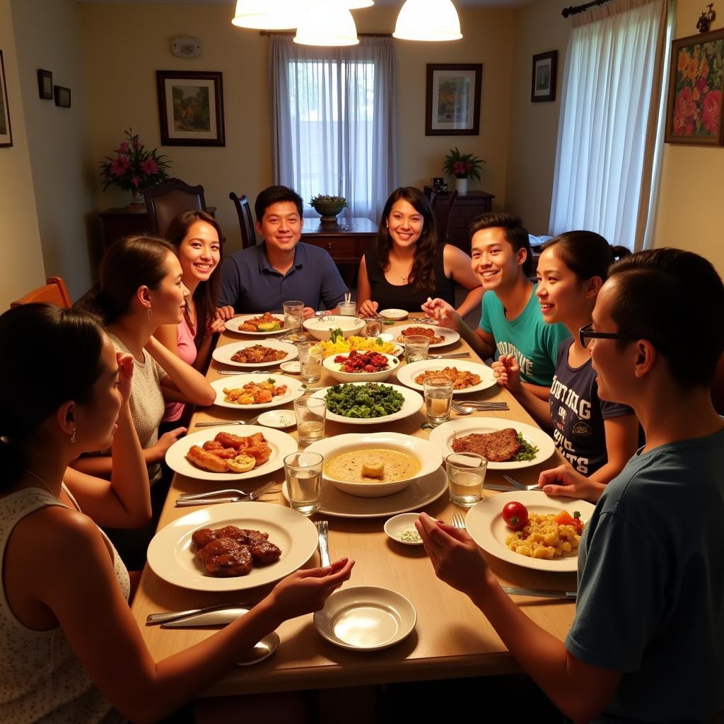 Enjoying a Family Dinner at an Abra Homestay