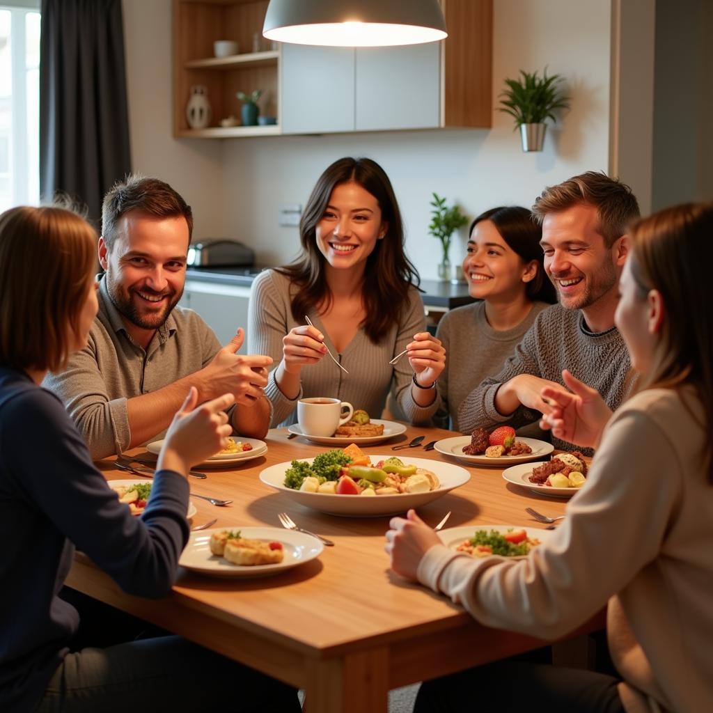 Adelaide Homestay Family Enjoying Dinner Together