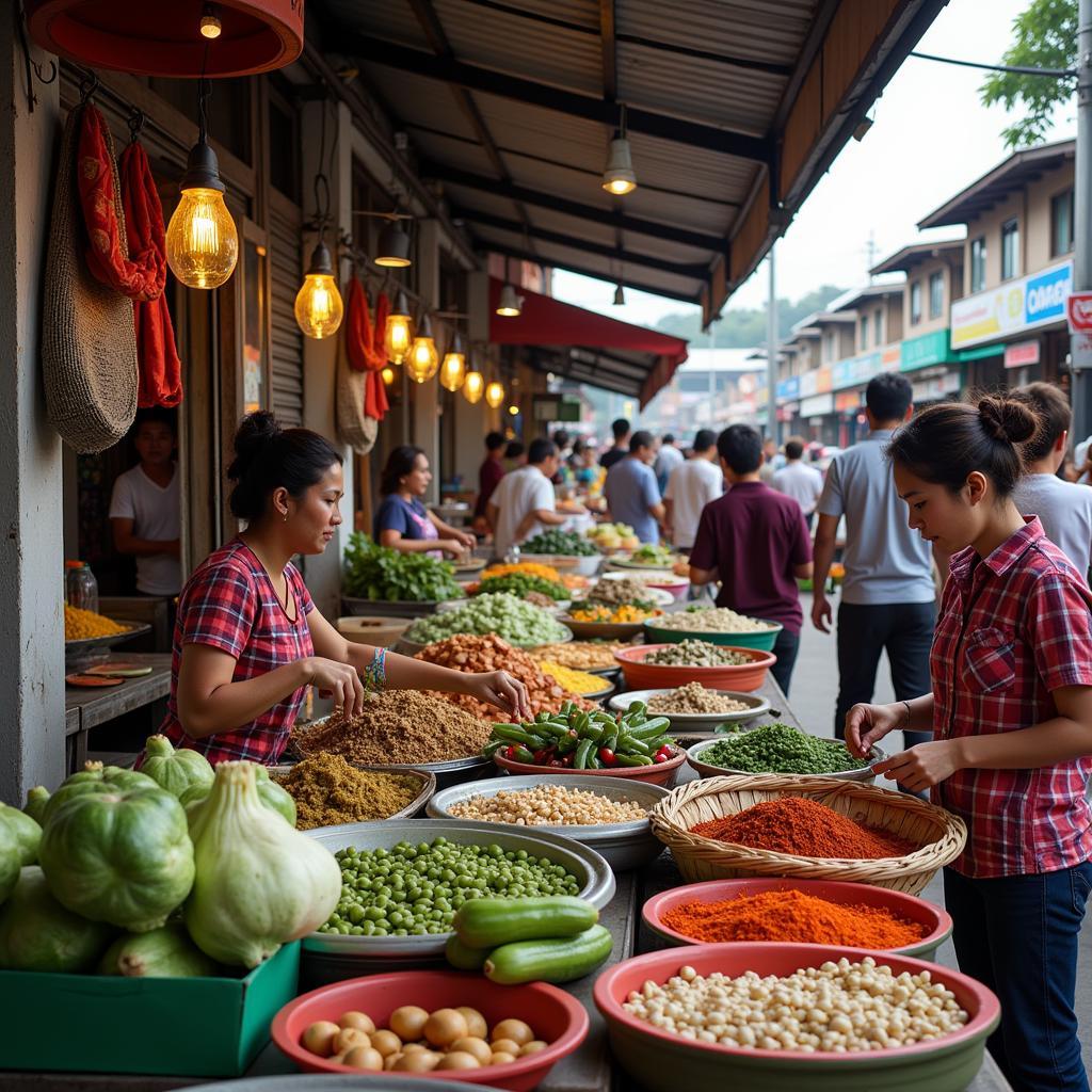 Visiting a bustling local market near Alan Homestay Ipoh