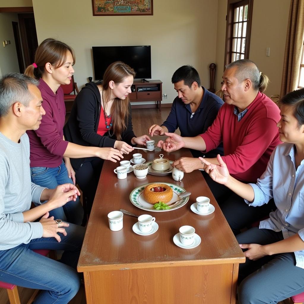 Guests Interacting with Locals at Aum Choden Homestay