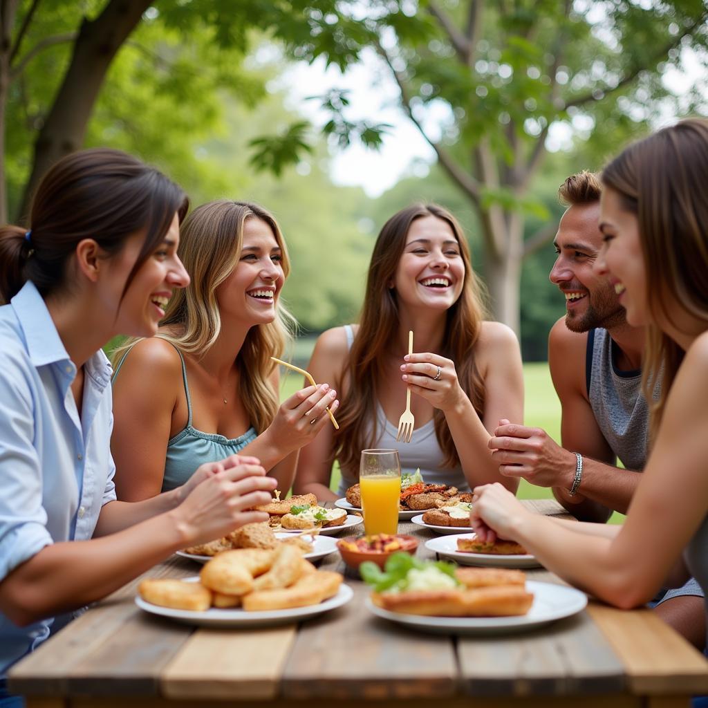 An Australian family hosting a barbecue with their homestay student.