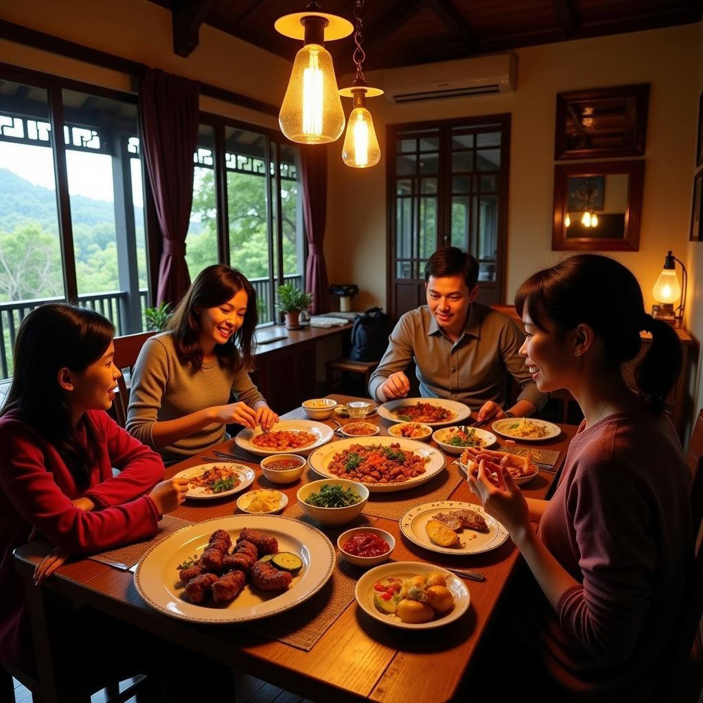 Ba Be Lake Homestay Family Meal