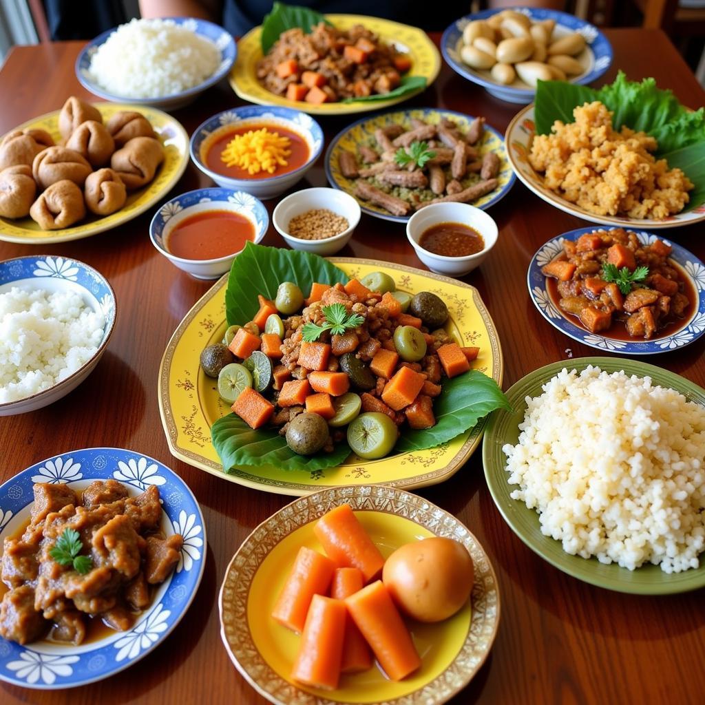 A Table Filled with Traditional Filipino Dishes at a Bacolod Homestay