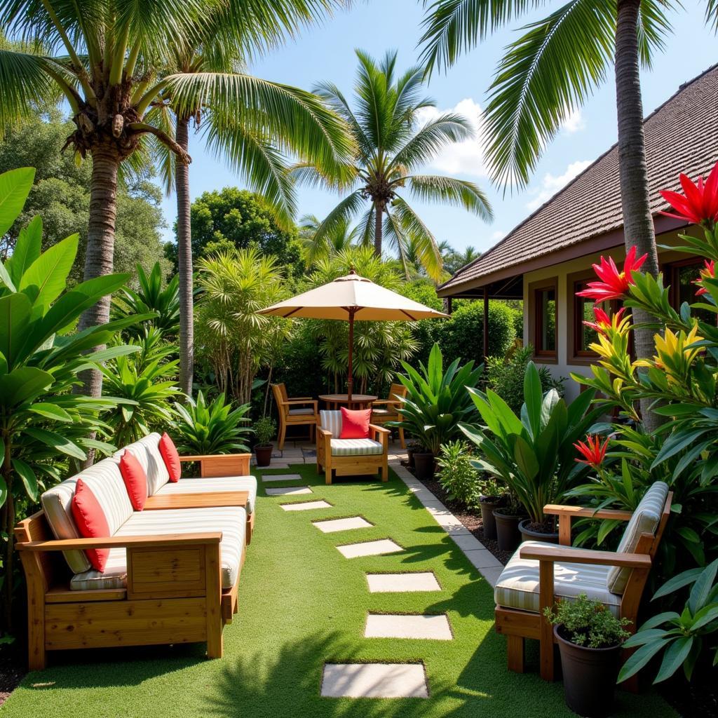 Peaceful garden setting at a Bali gay homestay