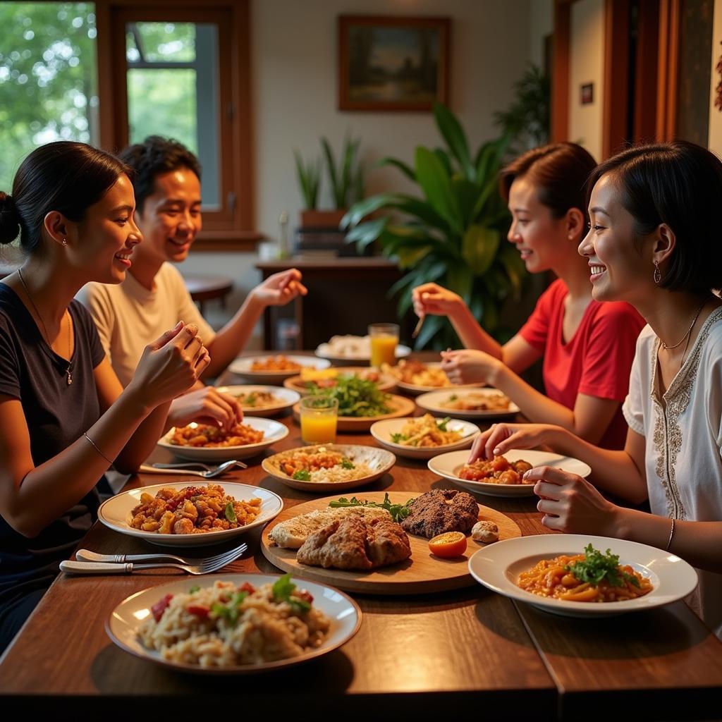 Balinese Family Sharing a Meal at Faris Homestay