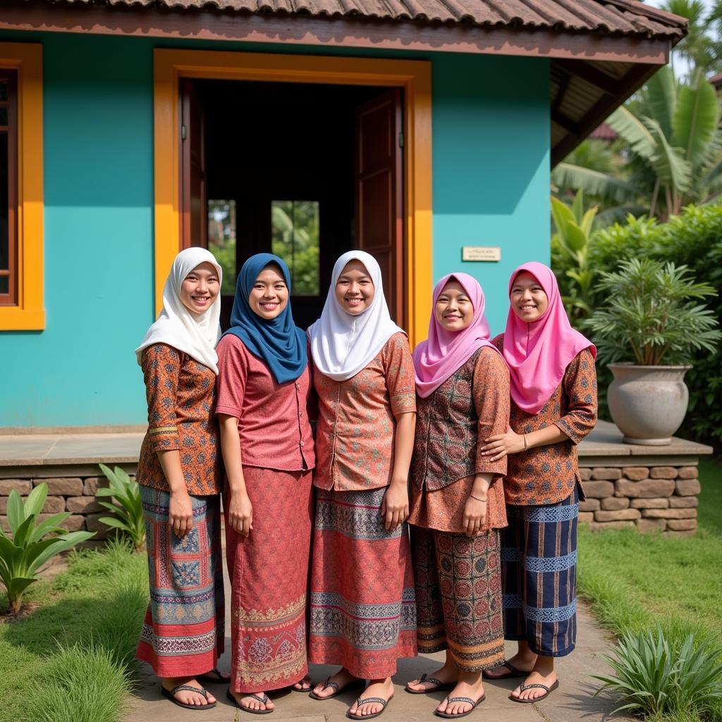 A warm and welcoming Indonesian family in their traditional home on Untung Jawa Island.