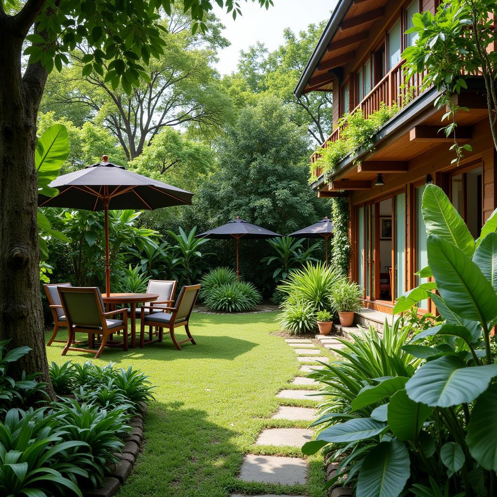 Relaxing in the peaceful garden of a Batu Pahat homestay