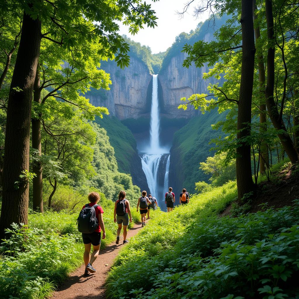 Hiking to a waterfall near a Bentong homestay