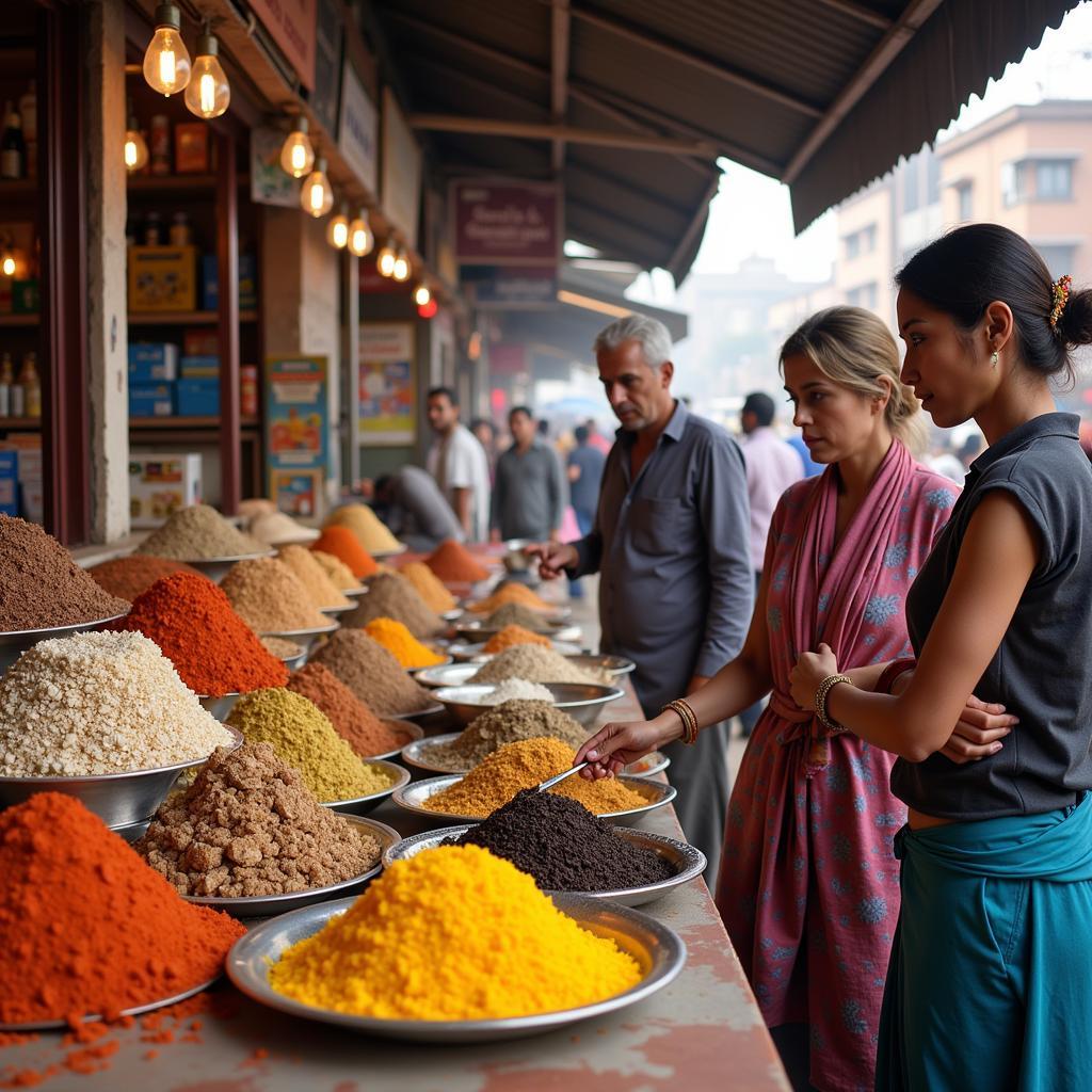 Exploring the vibrant local market during a homestay in Bharatpur