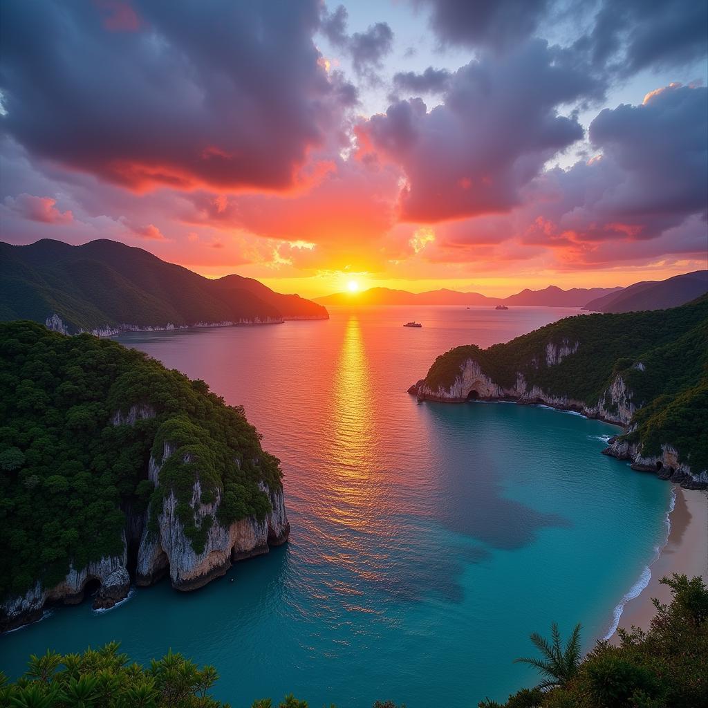 Spectacular Sunset View on Binh Ba Island