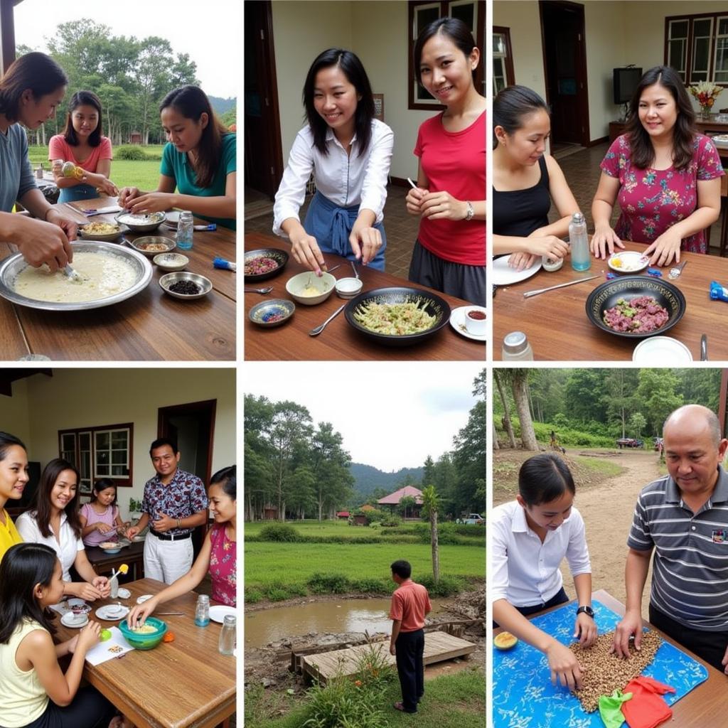 Guests participating in activities at a homestay