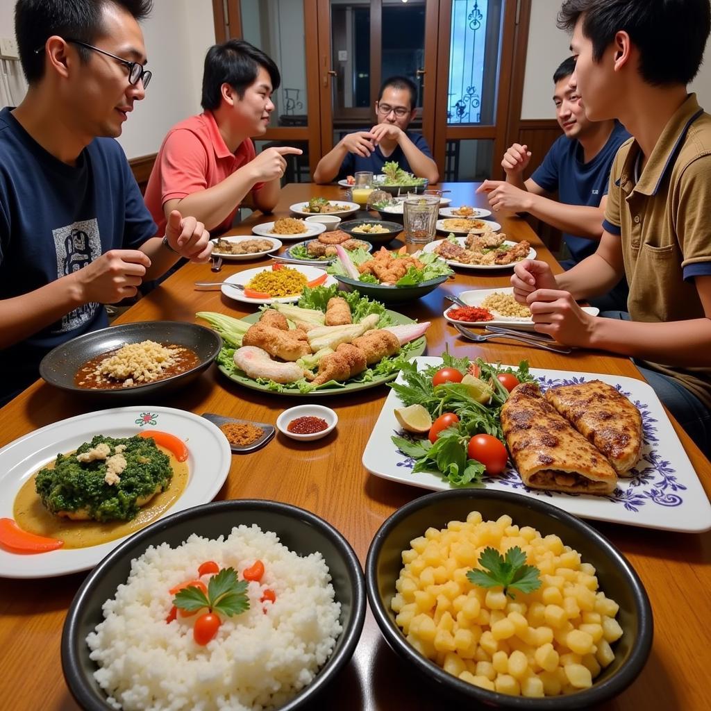 Enjoying a traditional meal in a Borneo homestay