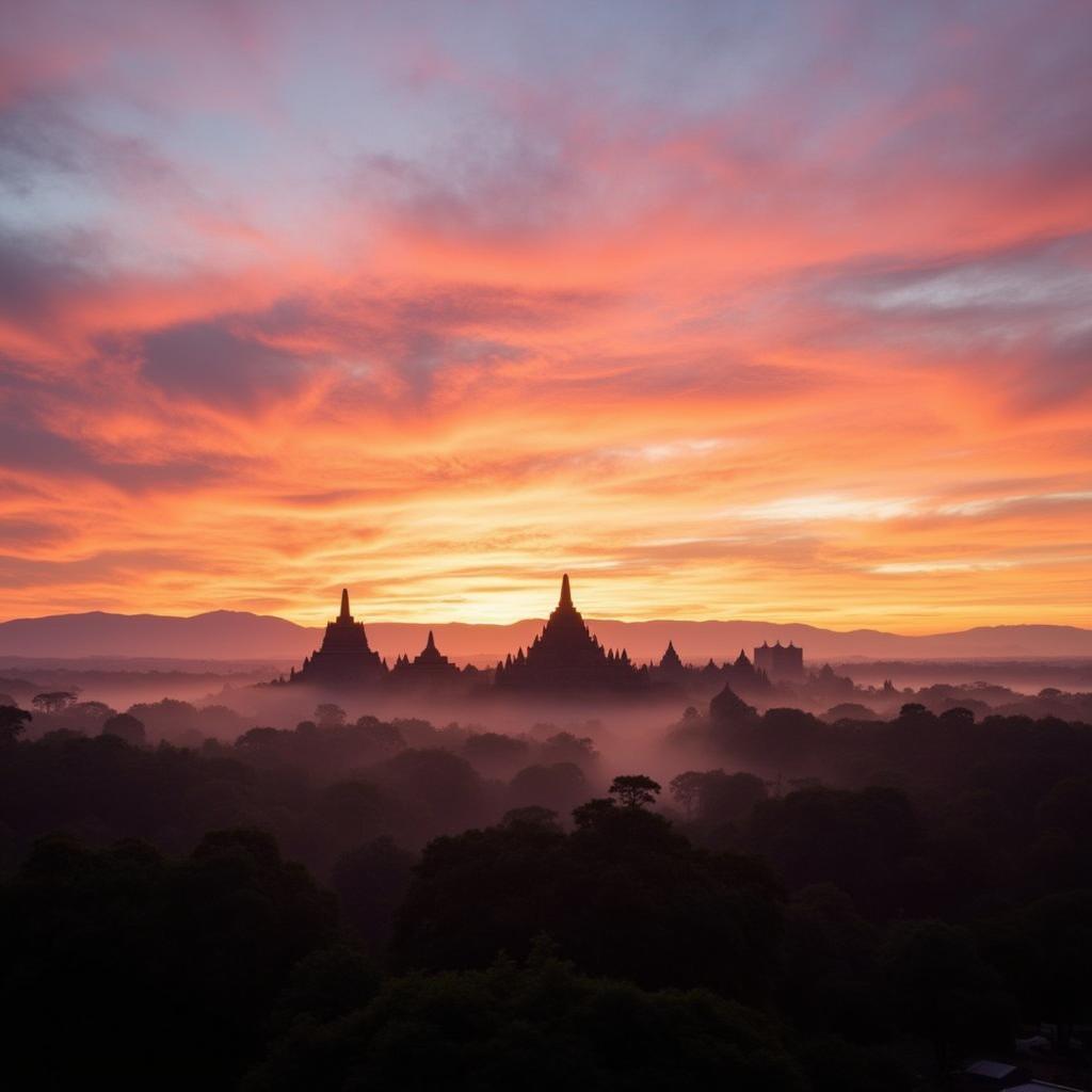 Sunrise view from Borobudur Temple