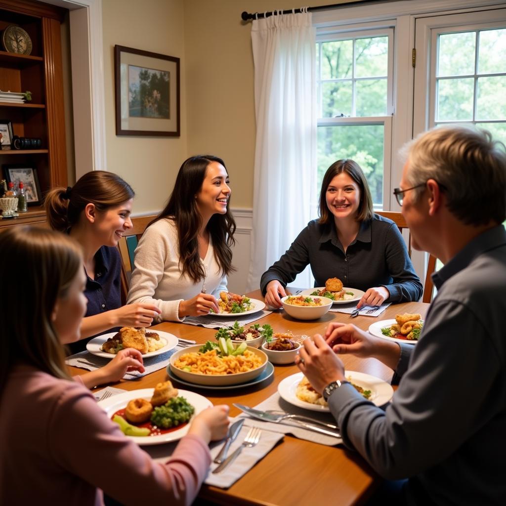 Sharing a Meal in a Boston Homestay