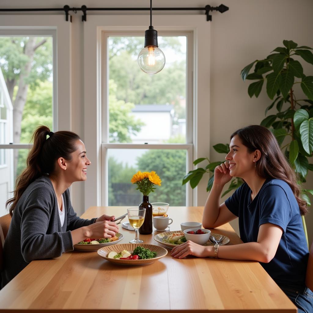 Homestay host and student interacting in Brisbane