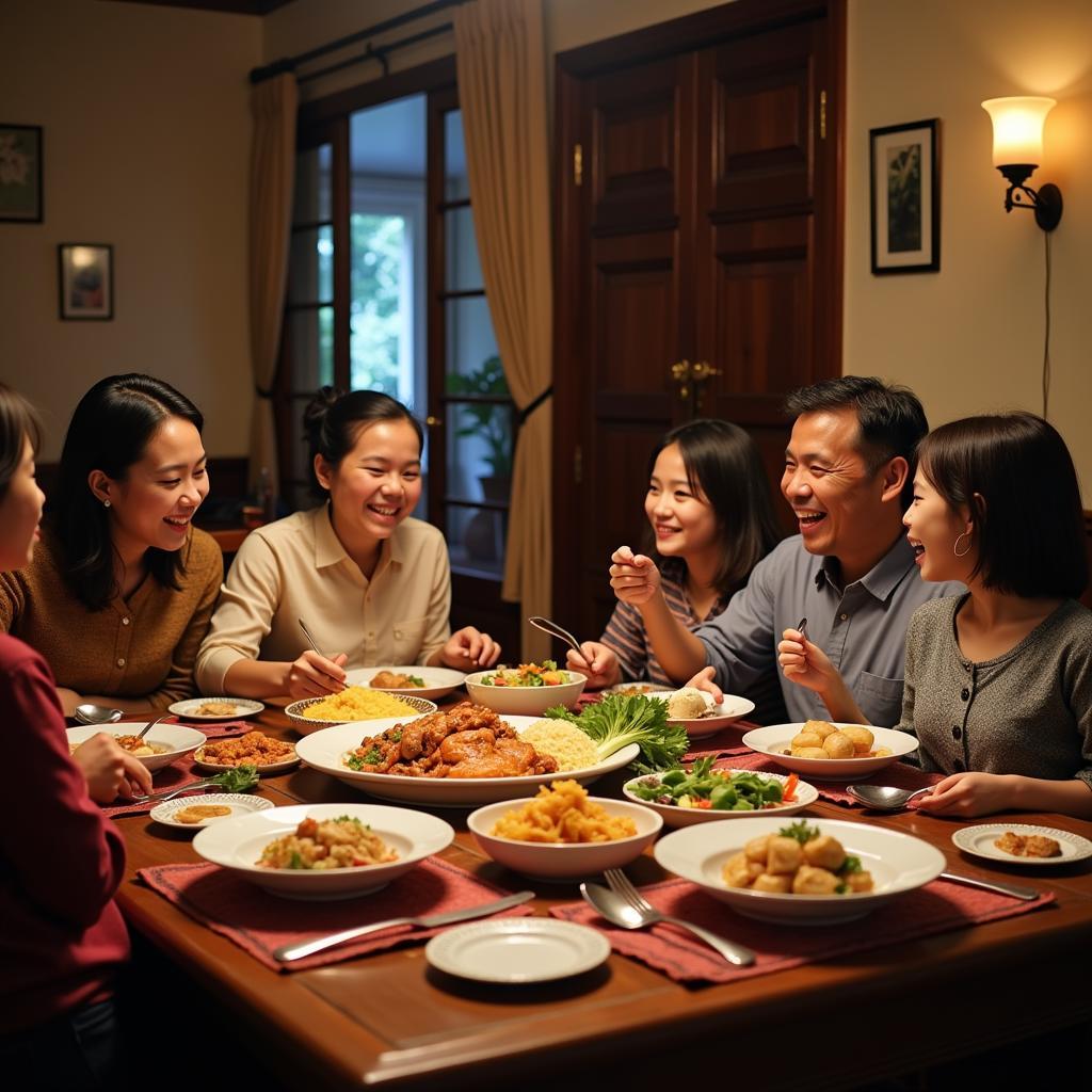 Bruneian Family Enjoying a Meal Together