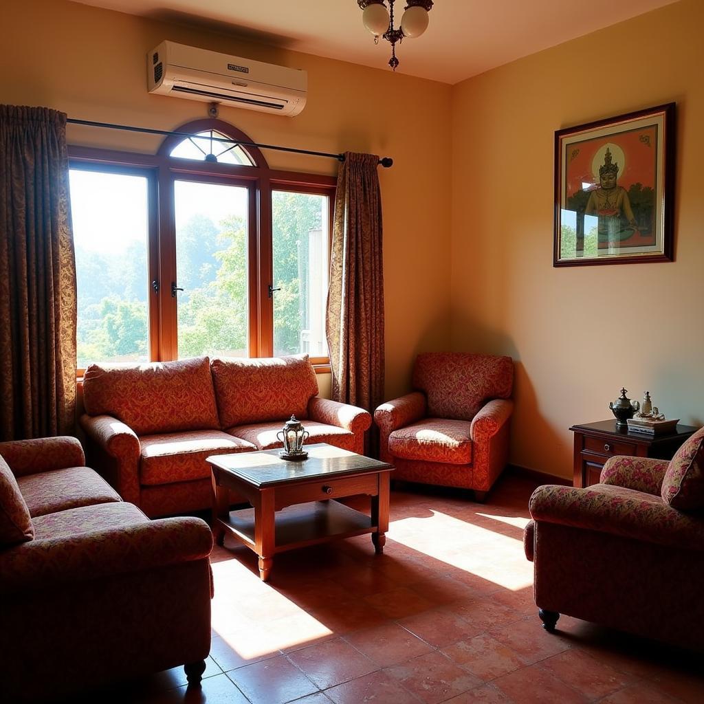 Cozy living room in a budget homestay in Rishikesh