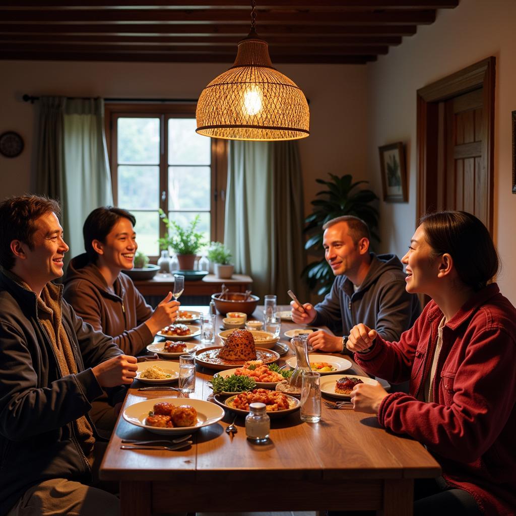 Family dinner at a Buxa homestay