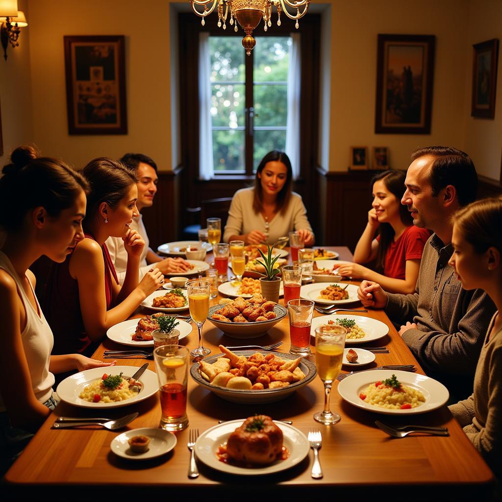 Sharing a Meal with a Spanish Family in a Capitol Hill Style Homestay