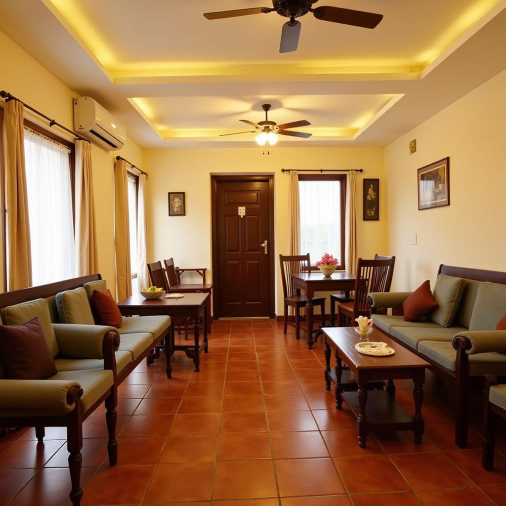 Cozy interior of Cauvery Homestay with comfortable seating area