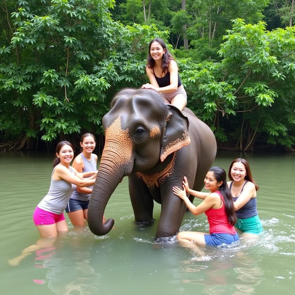 Elephant Bathing Experience at Chai Lai Sisters