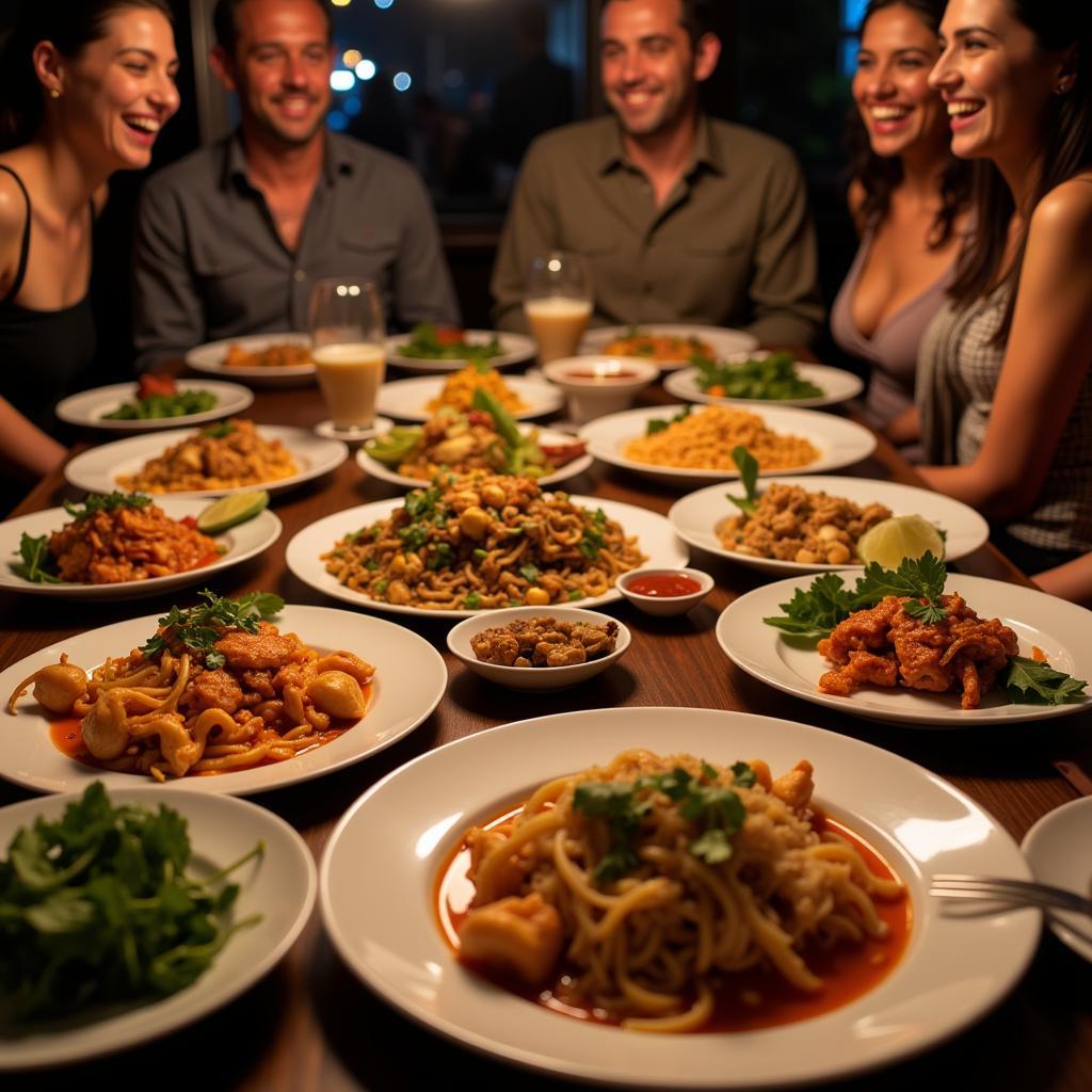 Sharing a traditional Thai meal with a host family in a Chiang Mai homestay