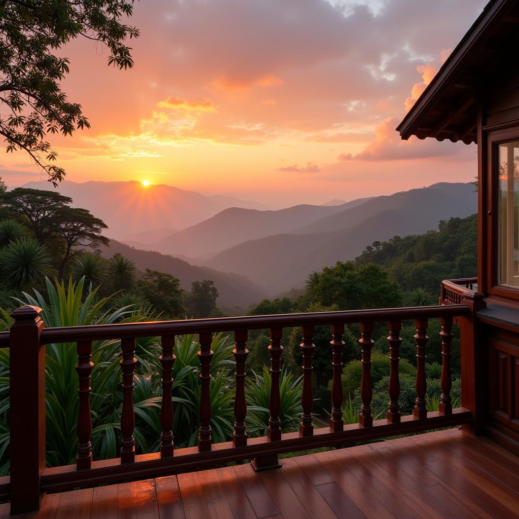 Sunrise view from a Chikmagalur hilltop villa