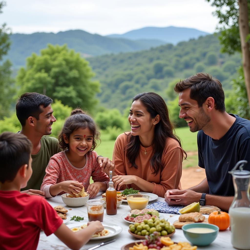 Family enjoying activities at a Chikmagalur homestay