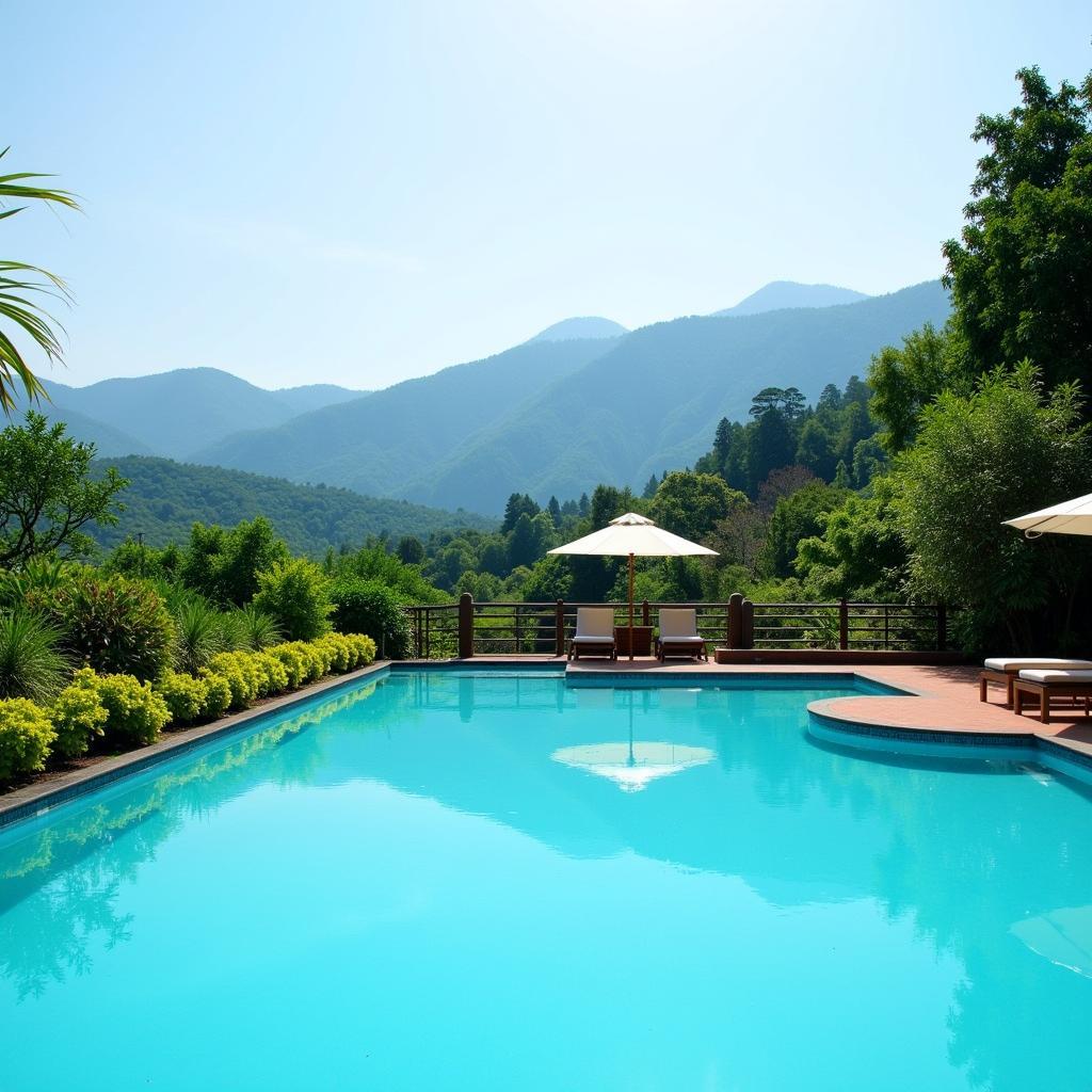 Luxury resort in Chikmagalur with swimming pool and mountain view