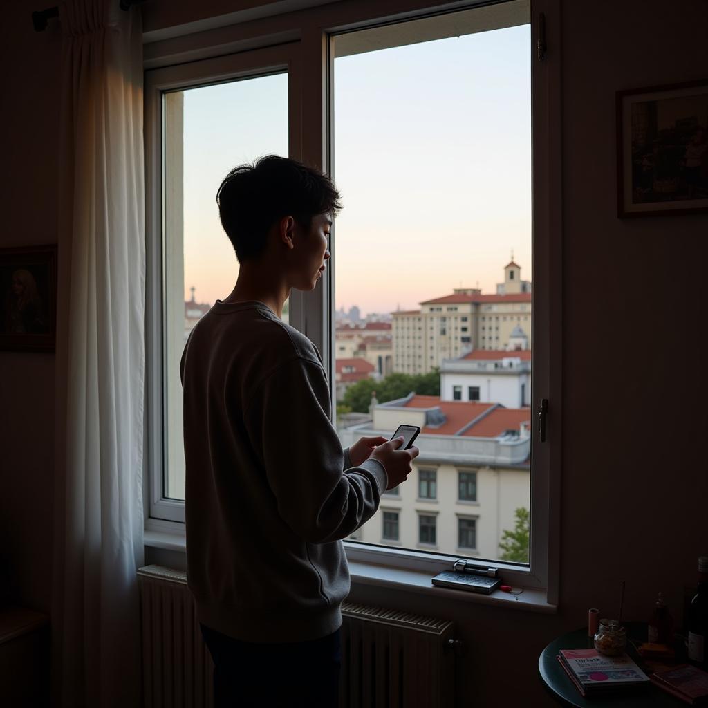 Chinese Student Experiencing Homesickness in Spain