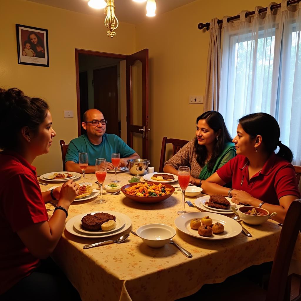 Family dinner at Chirag Homestay Mysore