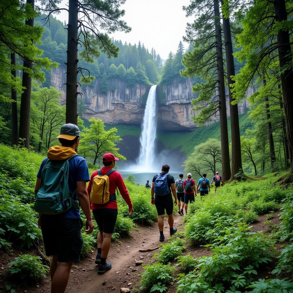 Trekking to a Waterfall in Chorla Ghat