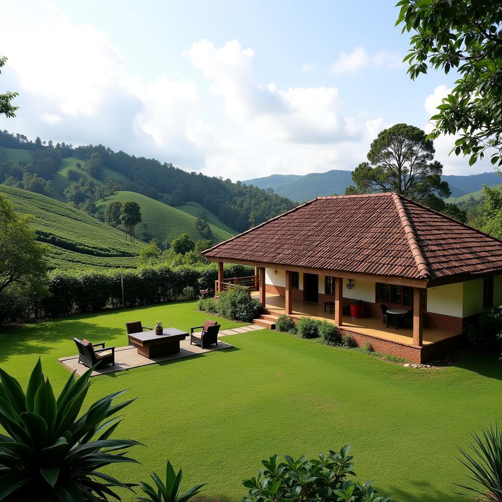 Scenic view of a Coorg homestay nestled amidst lush greenery