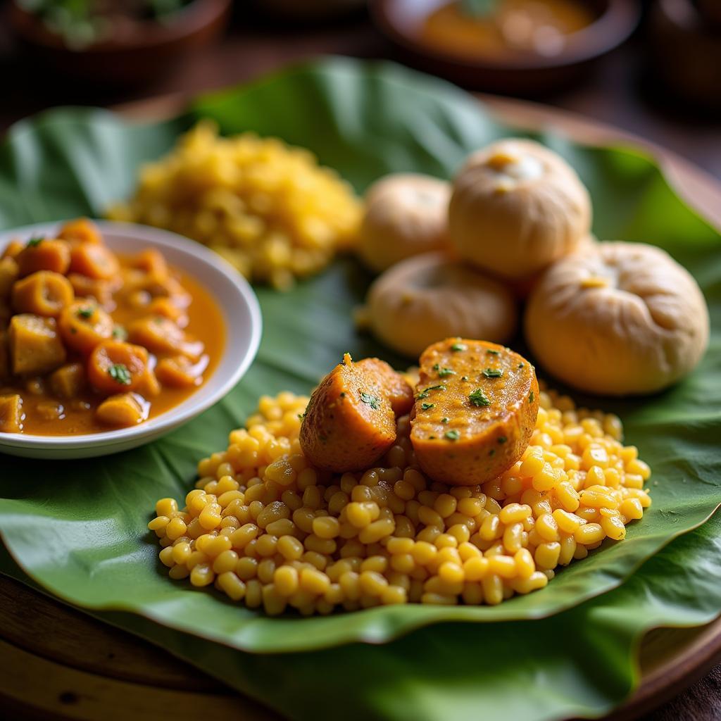 A traditional Coorg meal served in a homestay.