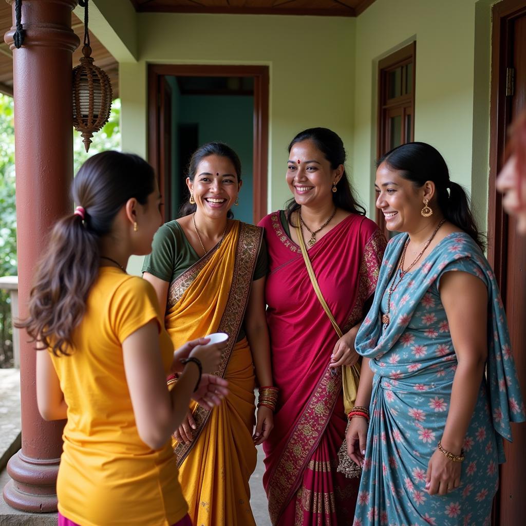 A local family welcoming guests to their homestay in Coorg Madikeri with traditional Indian hospitality and warm smiles.