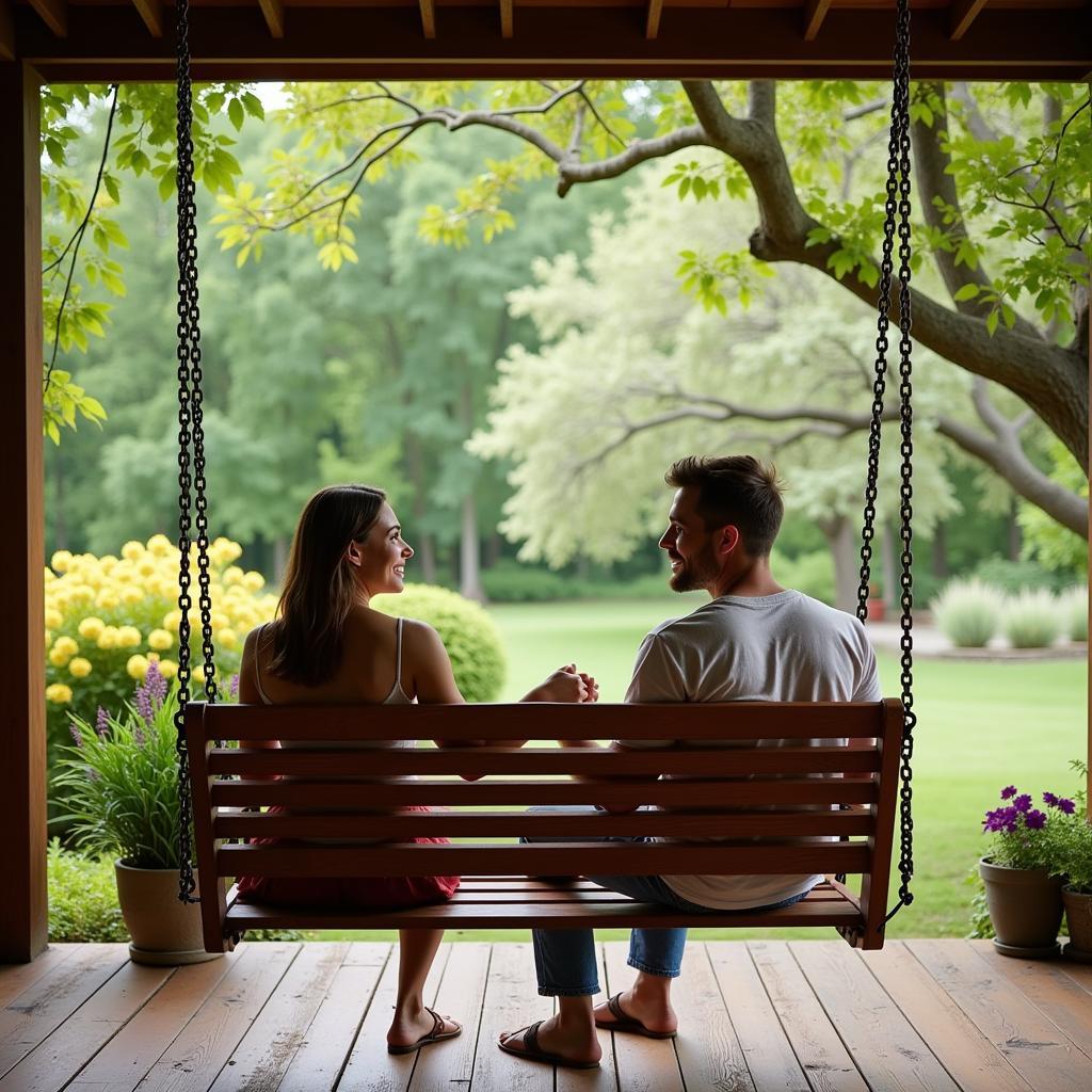 Couple enjoying the serene atmosphere of a homestay in Bangalore