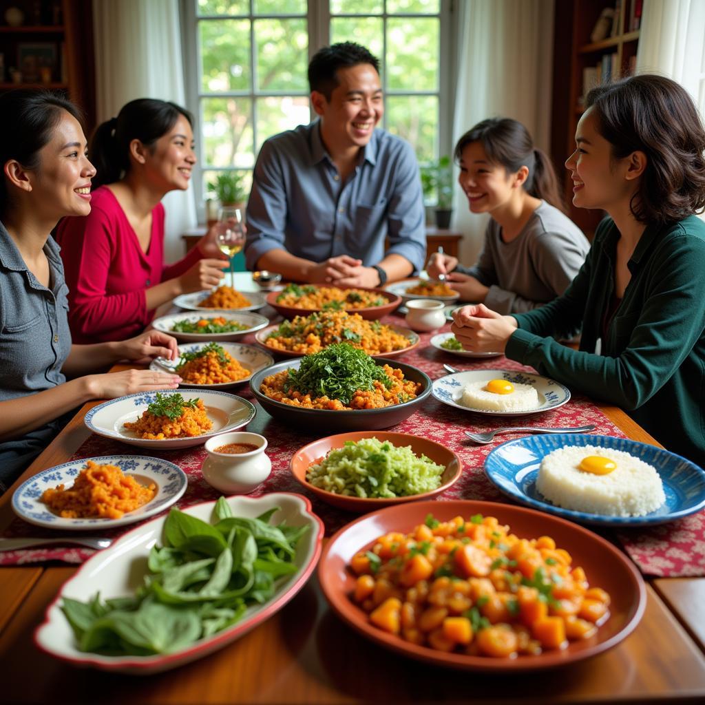 Enjoying authentic local cuisine at a Cửa Việt homestay