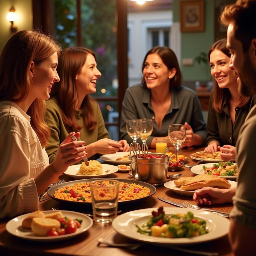 Family Dinner in a Spanish Homestay