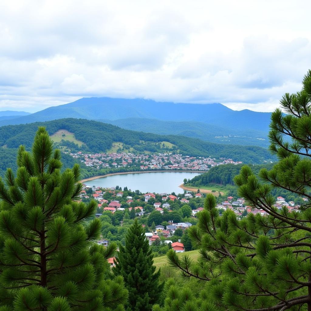 View of Da Lat cityscape from Homestay Lalaland, highlighting the city's unique blend of natural beauty and urban charm.