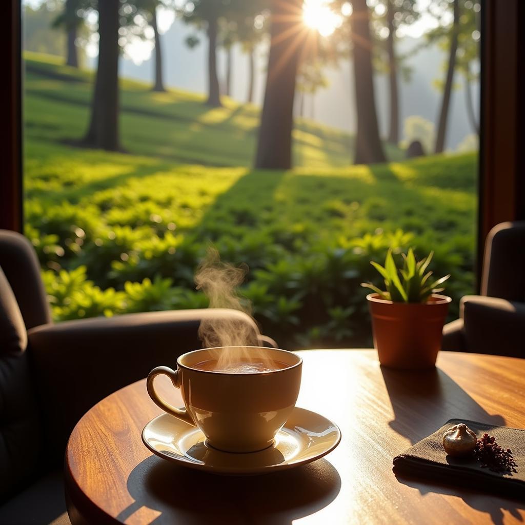 Enjoying a cup of Darjeeling tea in a homestay surrounded by tea gardens.