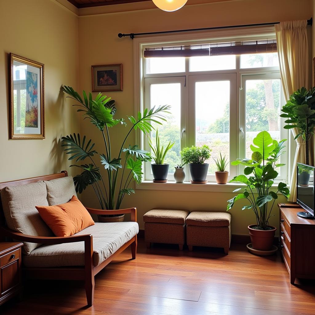 Cozy living room at De Shameem Homestay