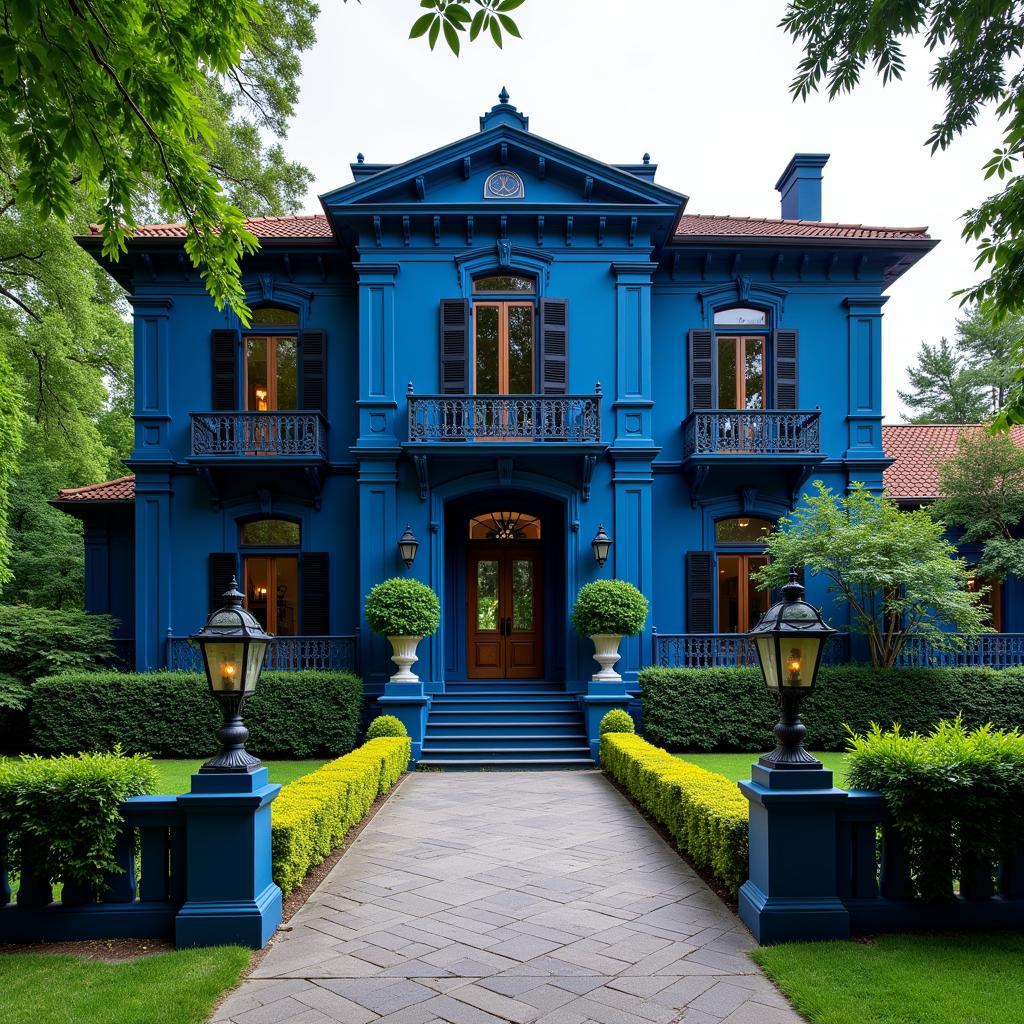 Deep Blue Colonial Villa Exterior