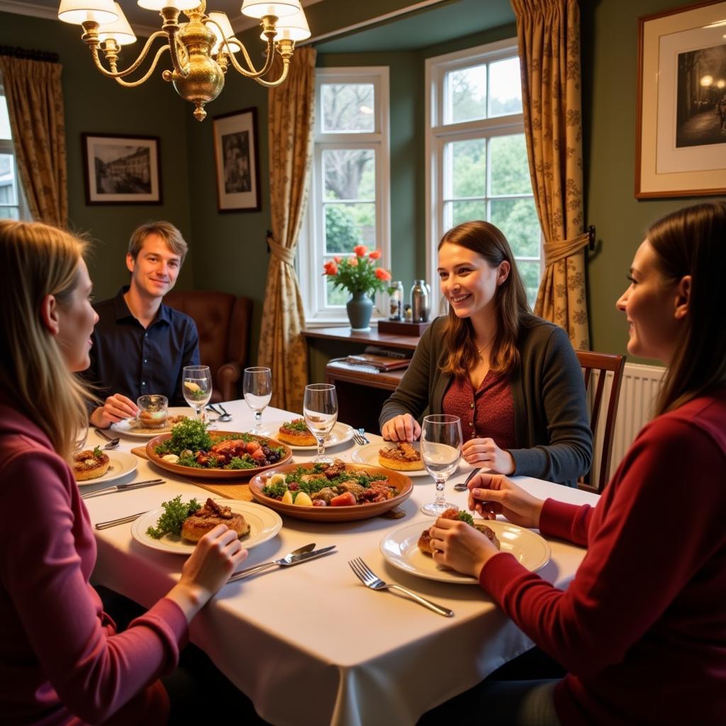 Family enjoying a traditional Irish dinner in a Dublin homestay