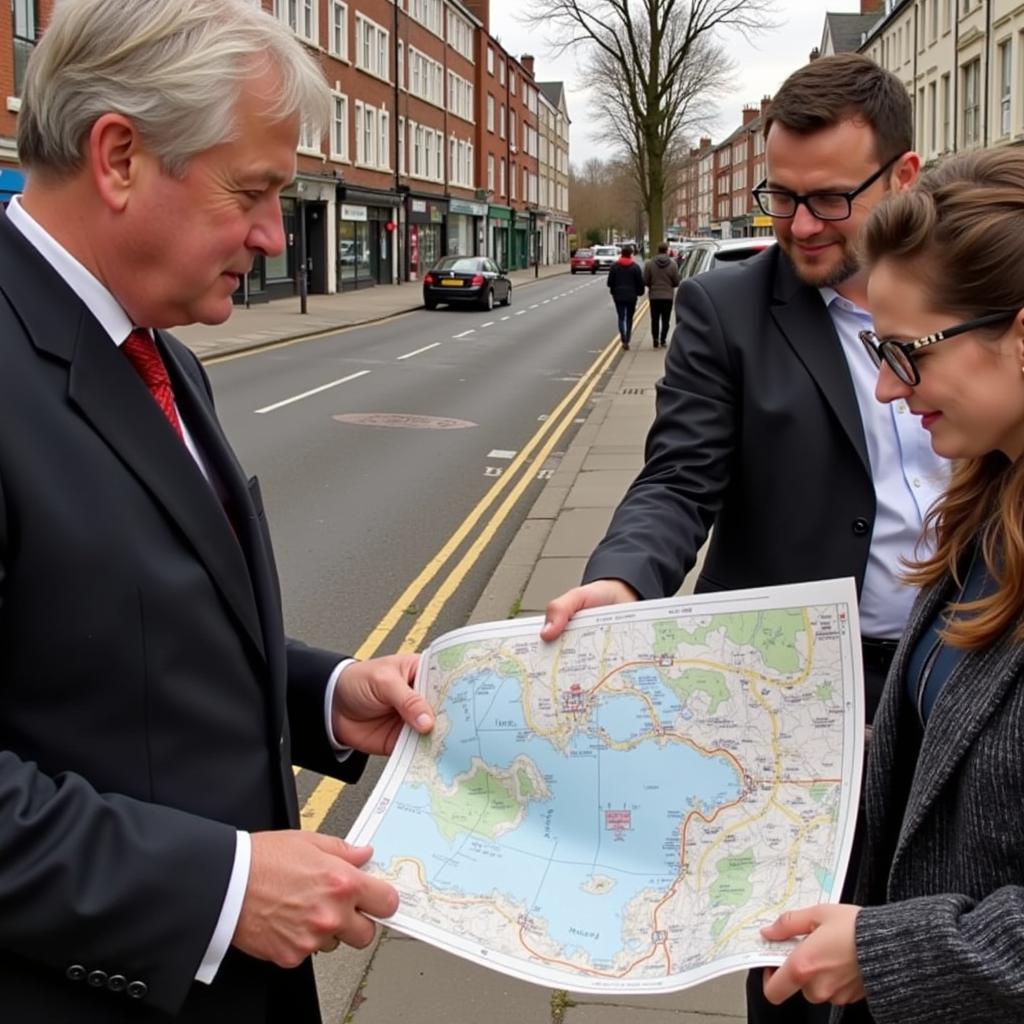 Dublin homestay host showing local map to guests