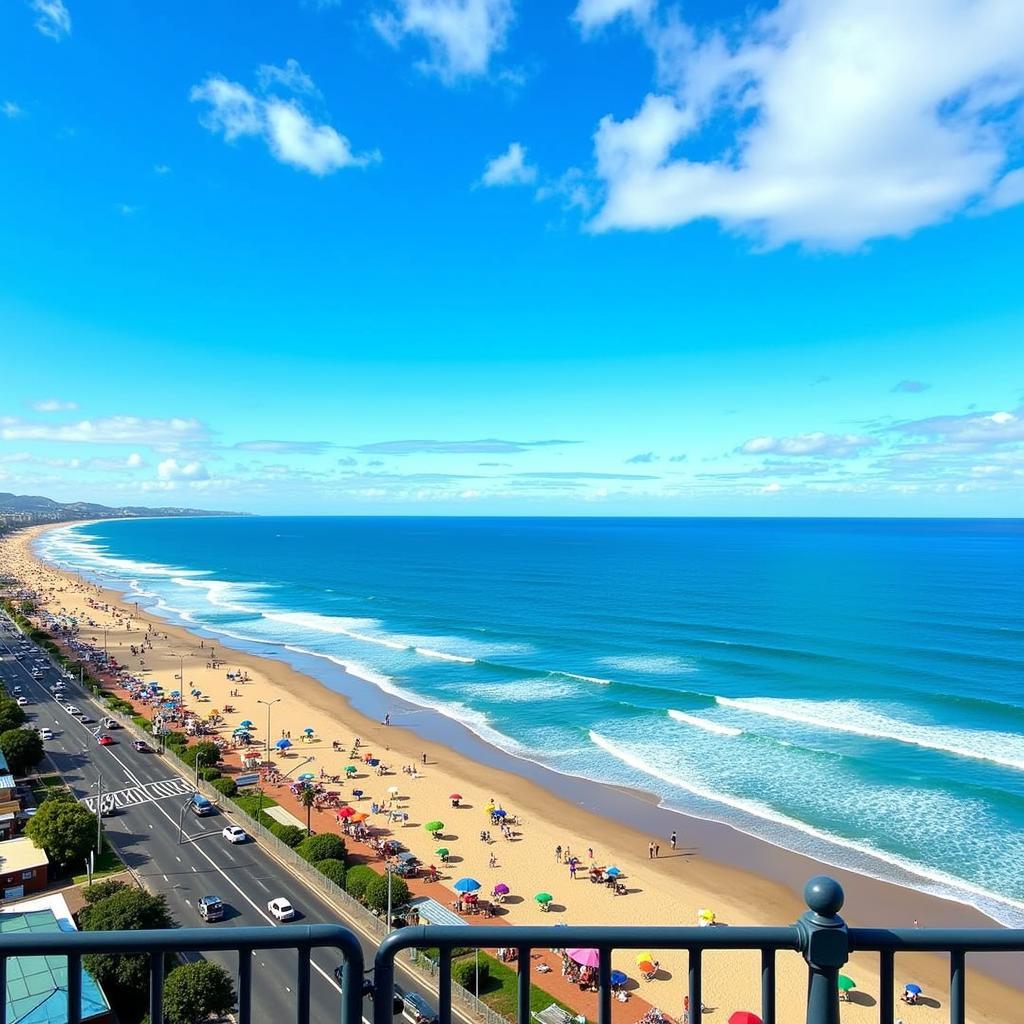 View of Durban beachfront from a homestay balcony