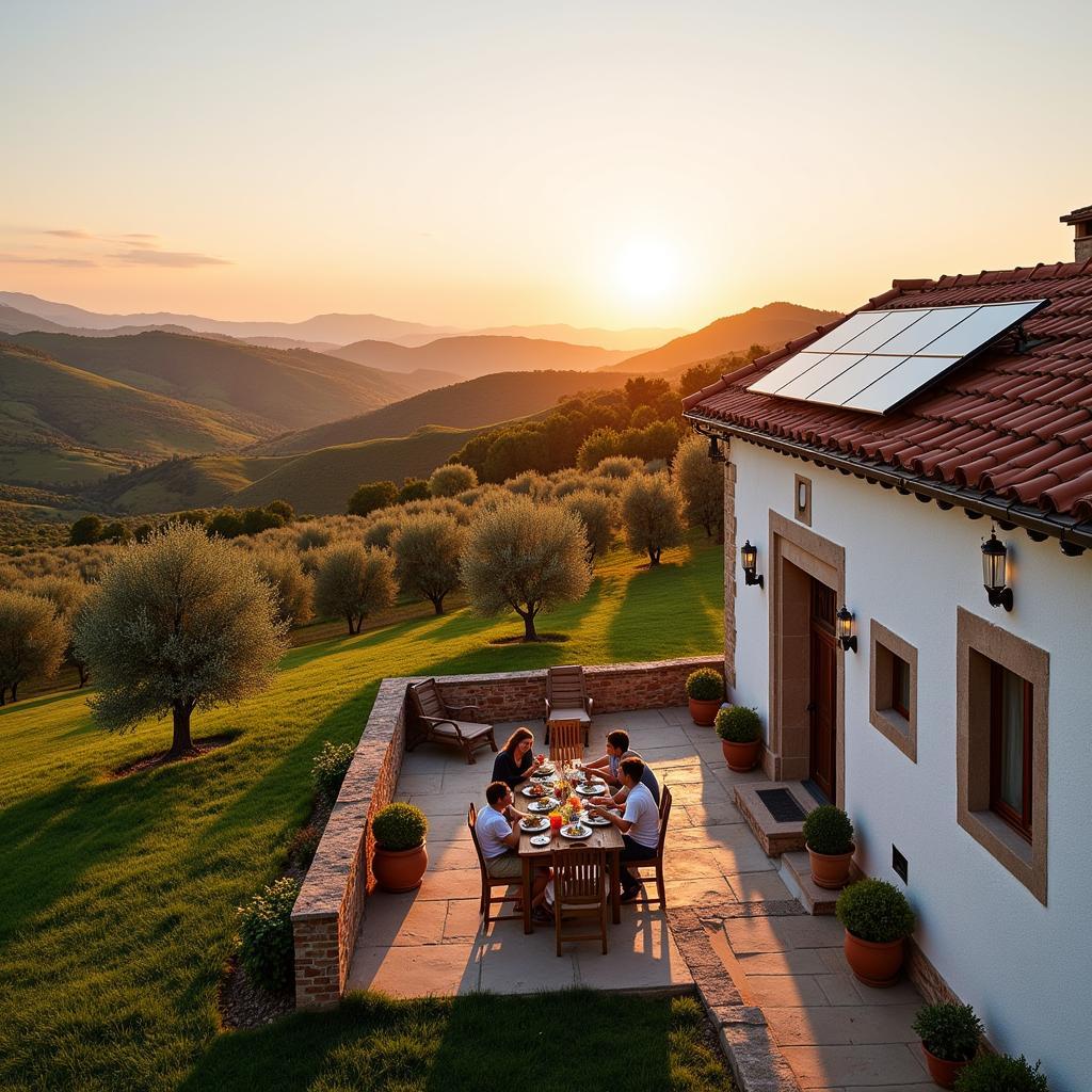 Eco-friendly homestay in the heart of Andalusia, featuring a traditional farmhouse nestled amidst rolling hills and olive groves.