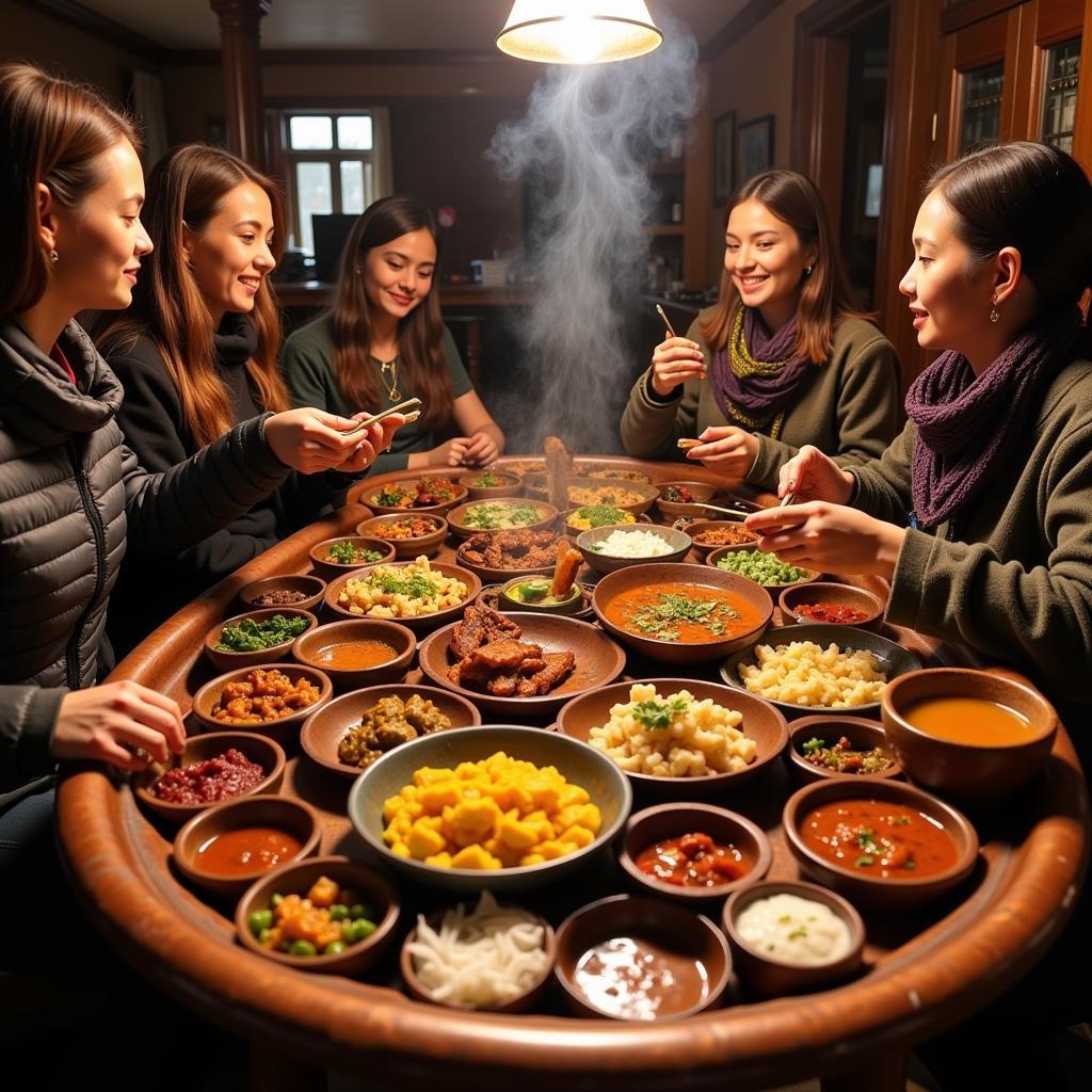 Enjoying a Traditional Kashmiri Meal in a Homestay